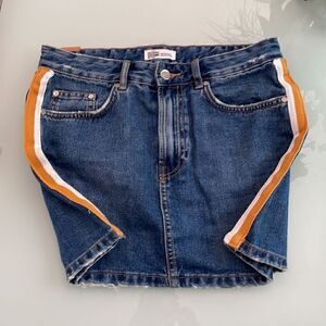 Authentic denim by TRF - denim mini skirt with red and white striped detail